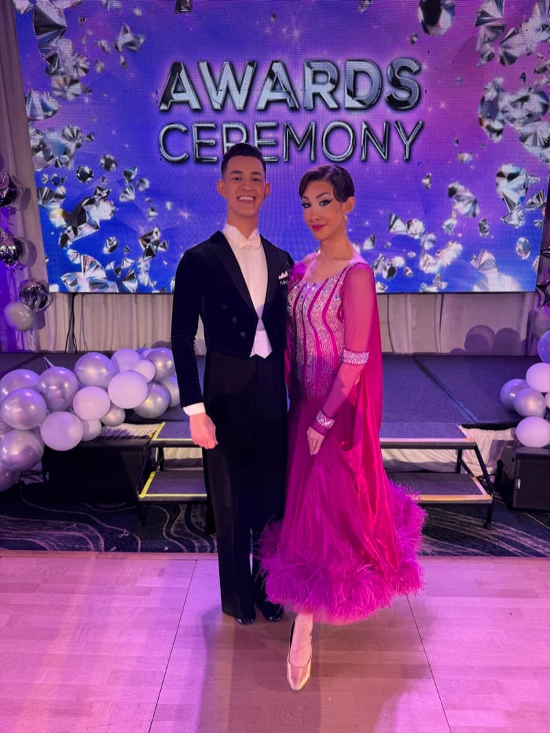 Alexander and Aubrey at a ballroom dance awards ceremony